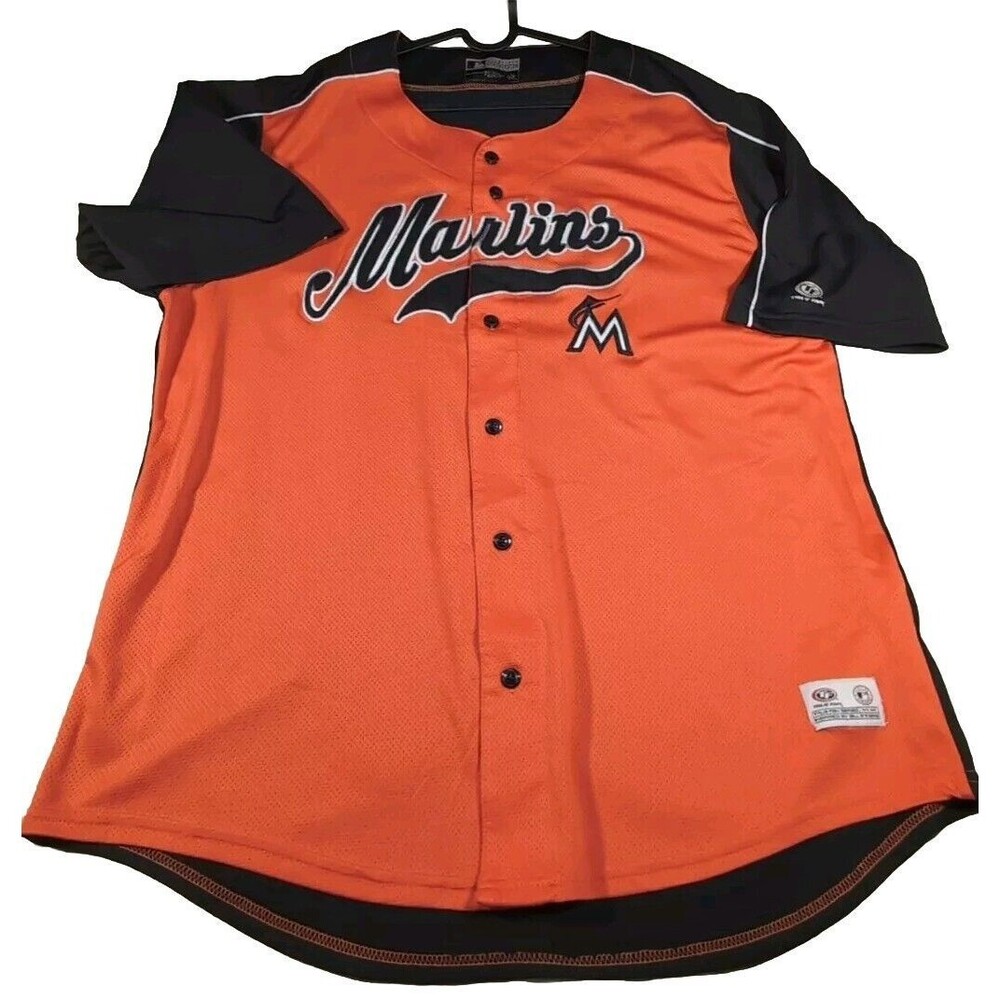 Miami Marlins Jersey Mens Black Orange True Fan Series 2XL Jersey